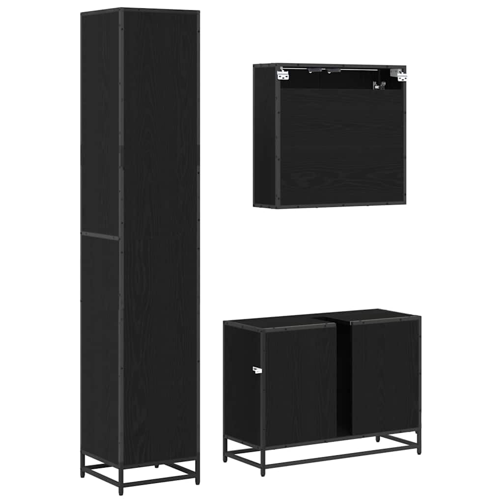 Ensemble de mobilier de salle de bain 3 pièces Chêne noir