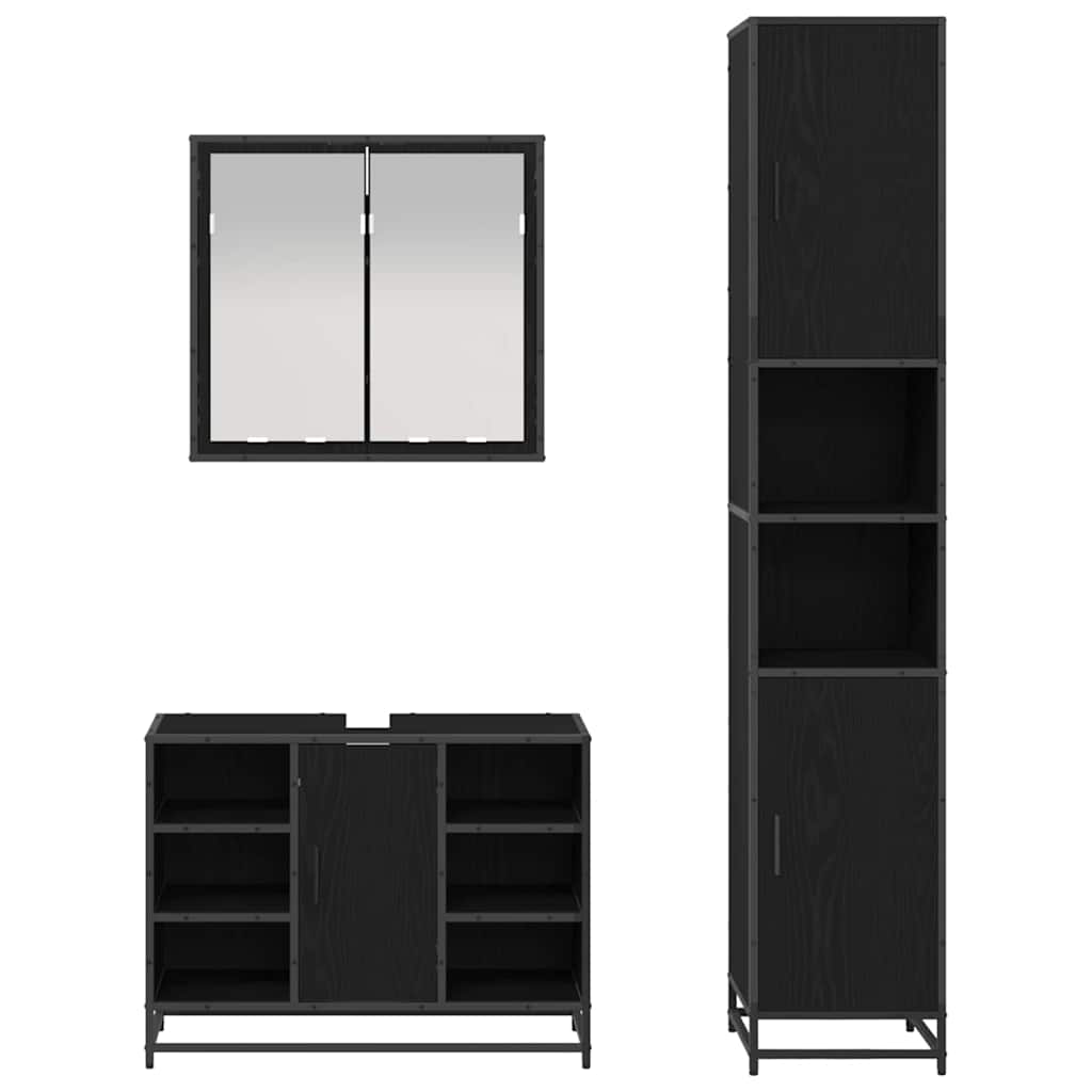 Ensemble de mobilier de salle de bain 3 pièces Chêne noir