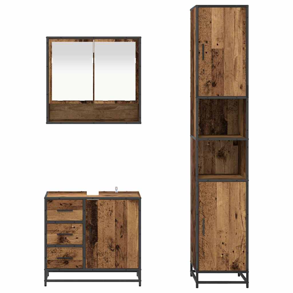 Ensemble de mobilier de salle de bain 3 pc Bois Ancien