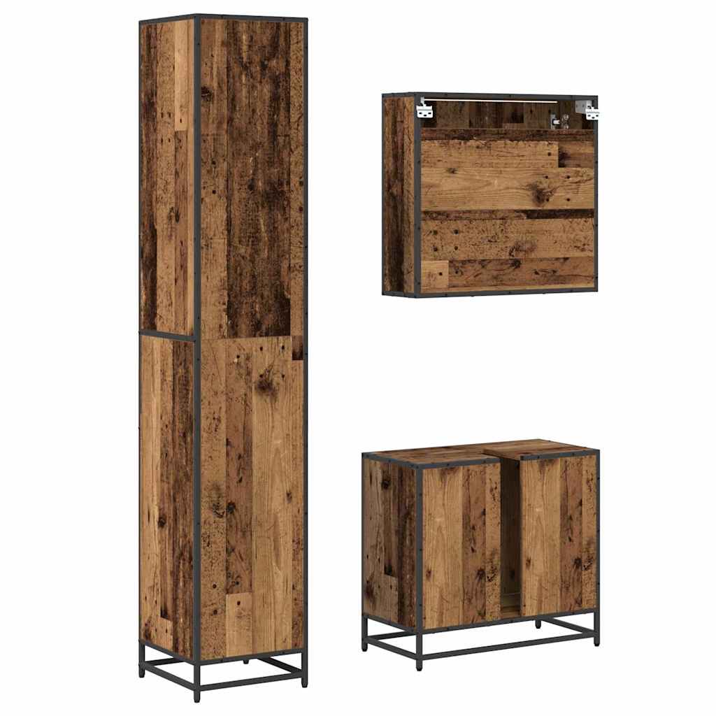 Ensemble de mobilier de salle de bain 3 pièces Bois Ancien