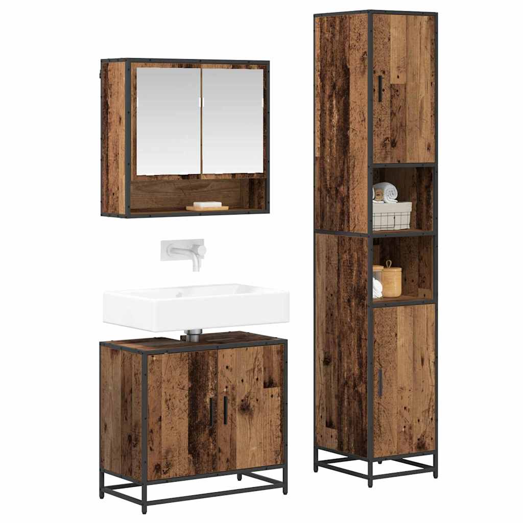 Ensemble de mobilier de salle de bain 3 pièces Bois Ancien
