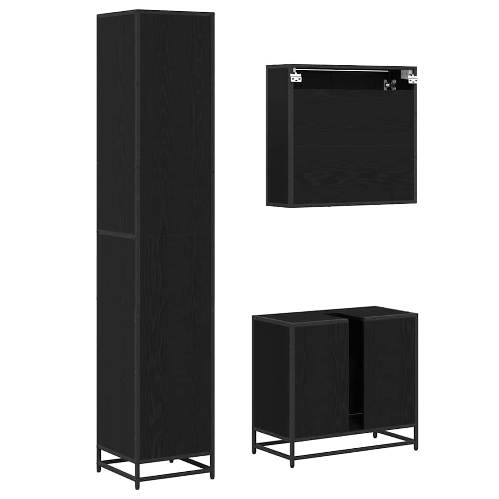 Ensemble de mobilier de salle de bain 3 pièces Chêne noir
