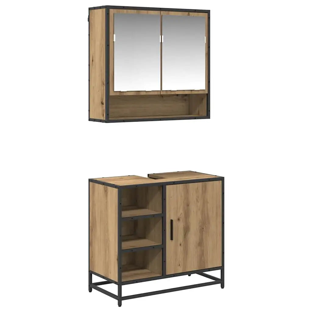 Ensemble de mobilier de salle de bain 2 pièces Chêne artisanal - XIOS