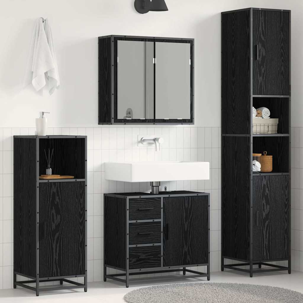 Ensemble de mobilier de salle de bain 4 pièces Chêne noir