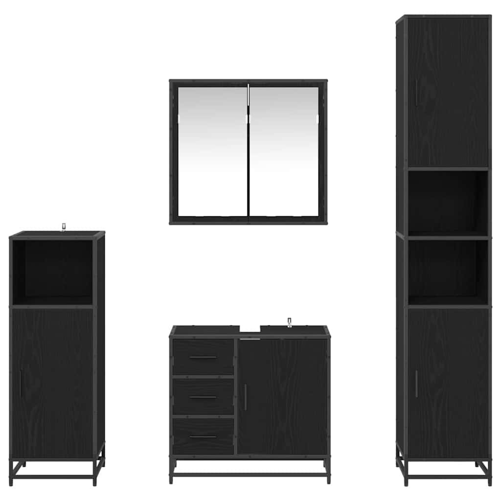 Ensemble de mobilier de salle de bain 4 pièces Chêne noir