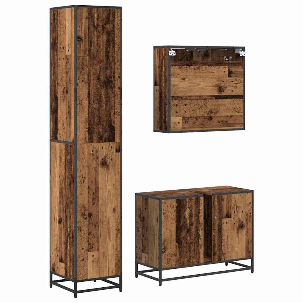 Ensemble de mobilier de salle de bain 3 pc Bois Ancien