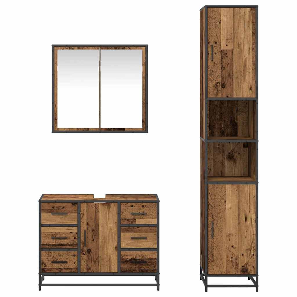 Ensemble de mobilier de salle de bain 3 pc Bois Ancien