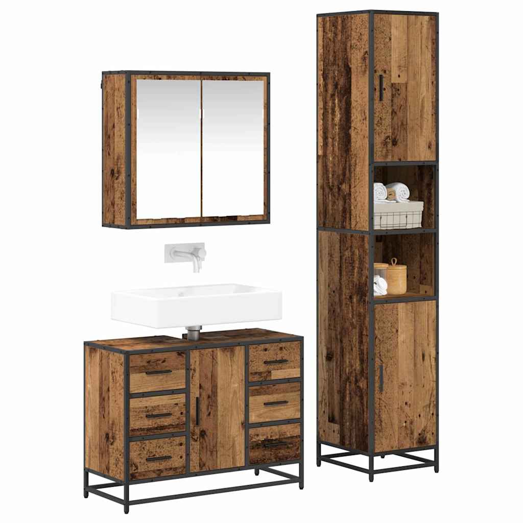 Ensemble de mobilier de salle de bain 3 pc Bois Ancien