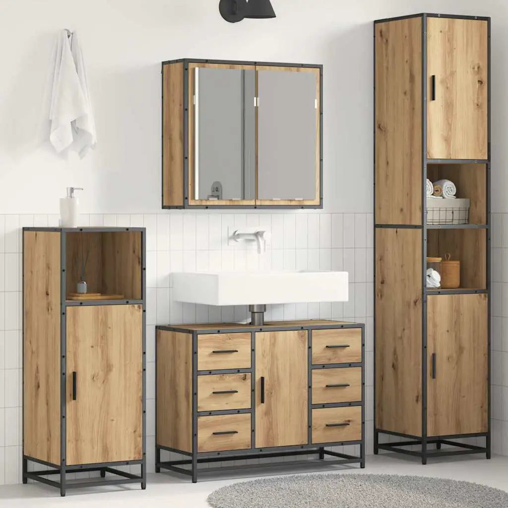 Ensemble de mobilier de salle de bain 3 pc Chêne artisanal - XIOS