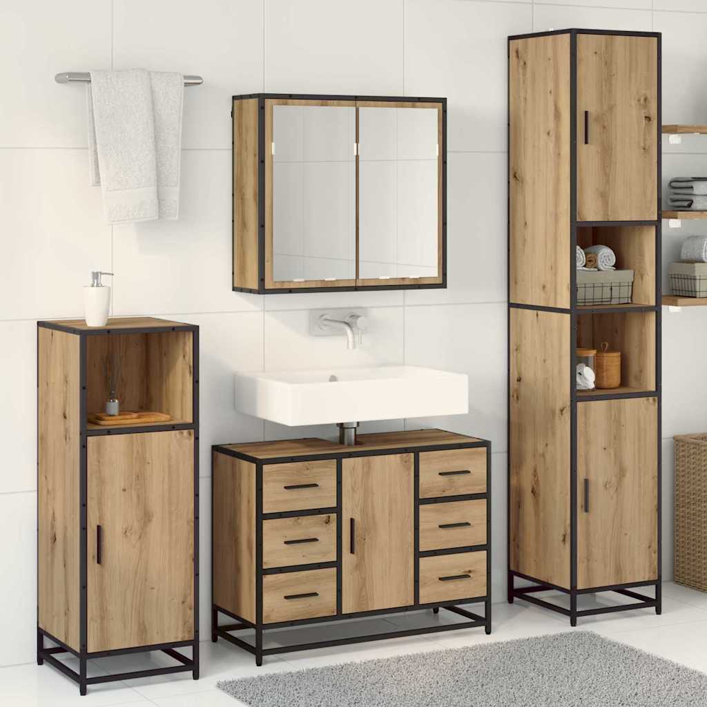 Ensemble de mobilier de salle de bain 3 pc Chêne artisanal