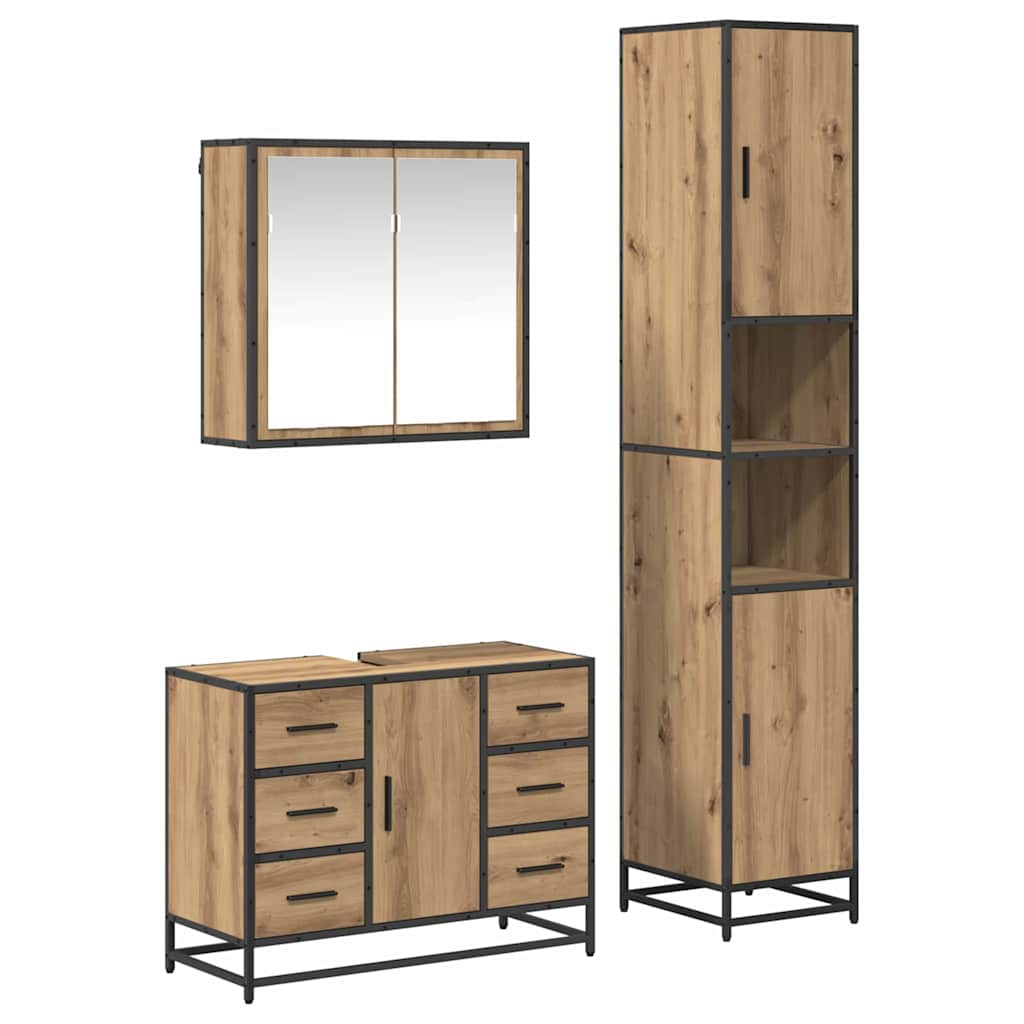 Ensemble de mobilier de salle de bain 3 pc Chêne artisanal