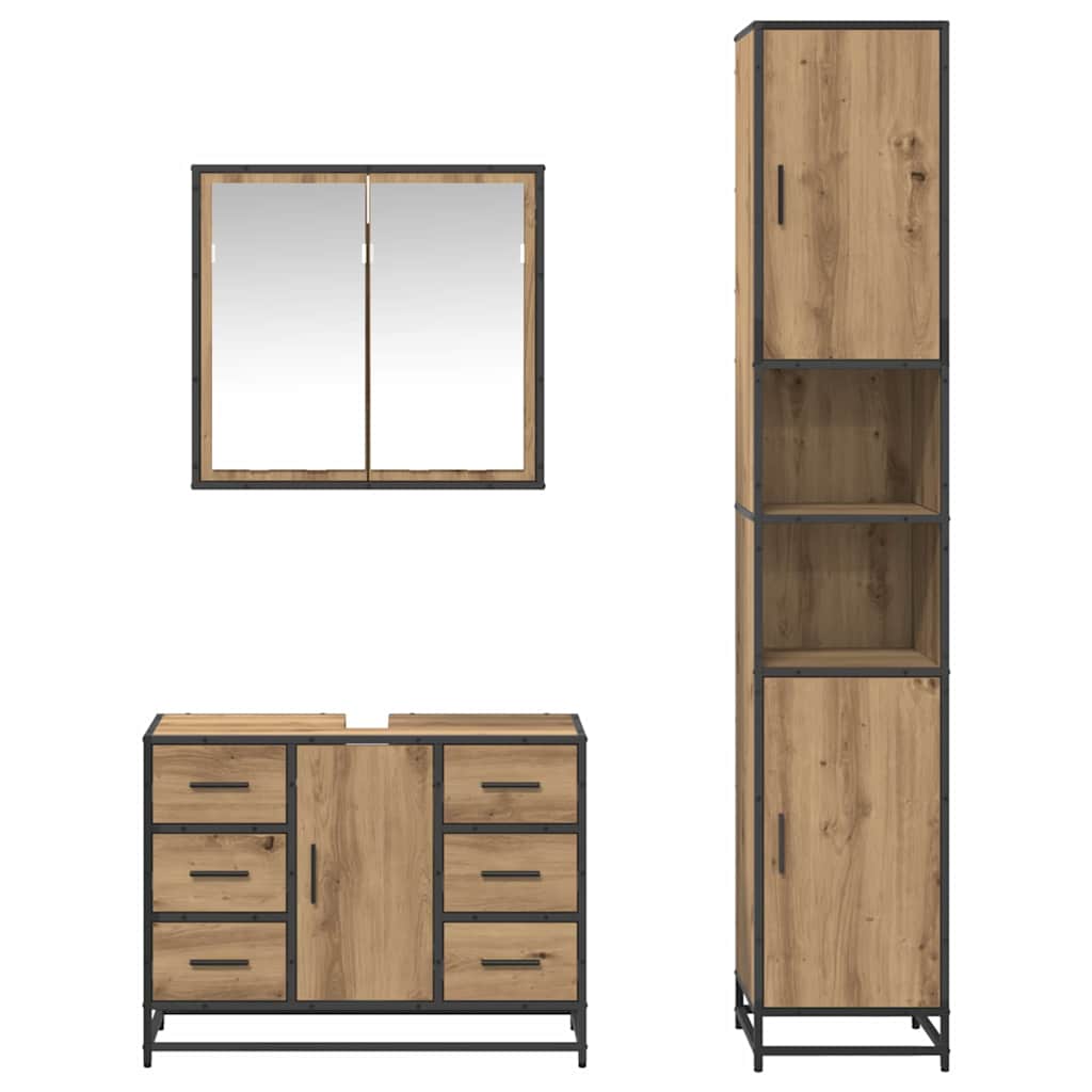 Ensemble de mobilier de salle de bain 3 pc Chêne artisanal