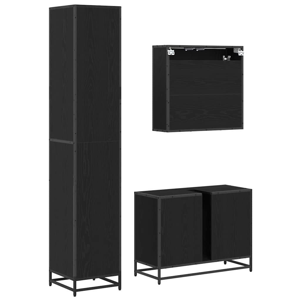 Ensemble de mobilier de salle de bain 3 pc Chêne noir