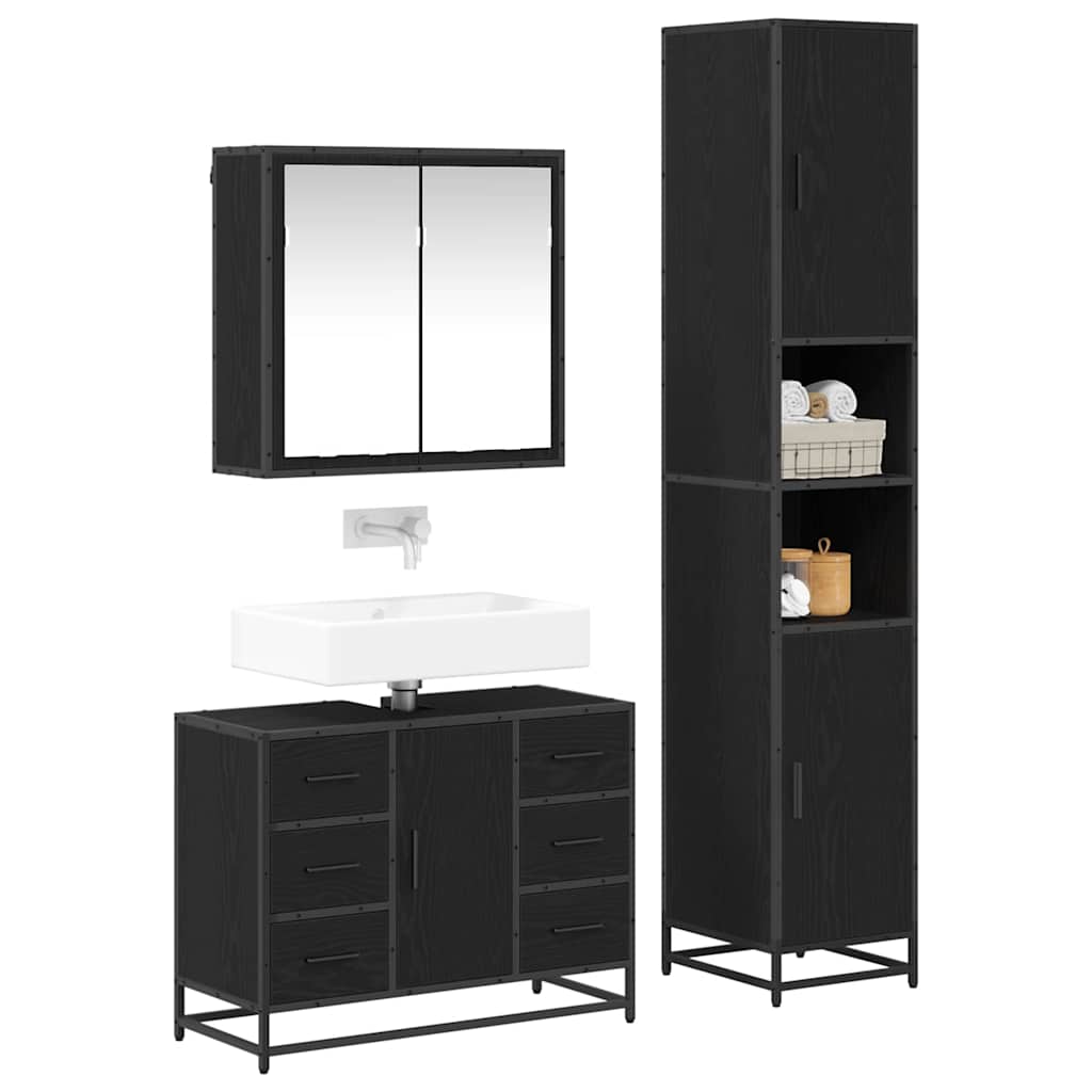 Ensemble de mobilier de salle de bain 3 pc Chêne noir