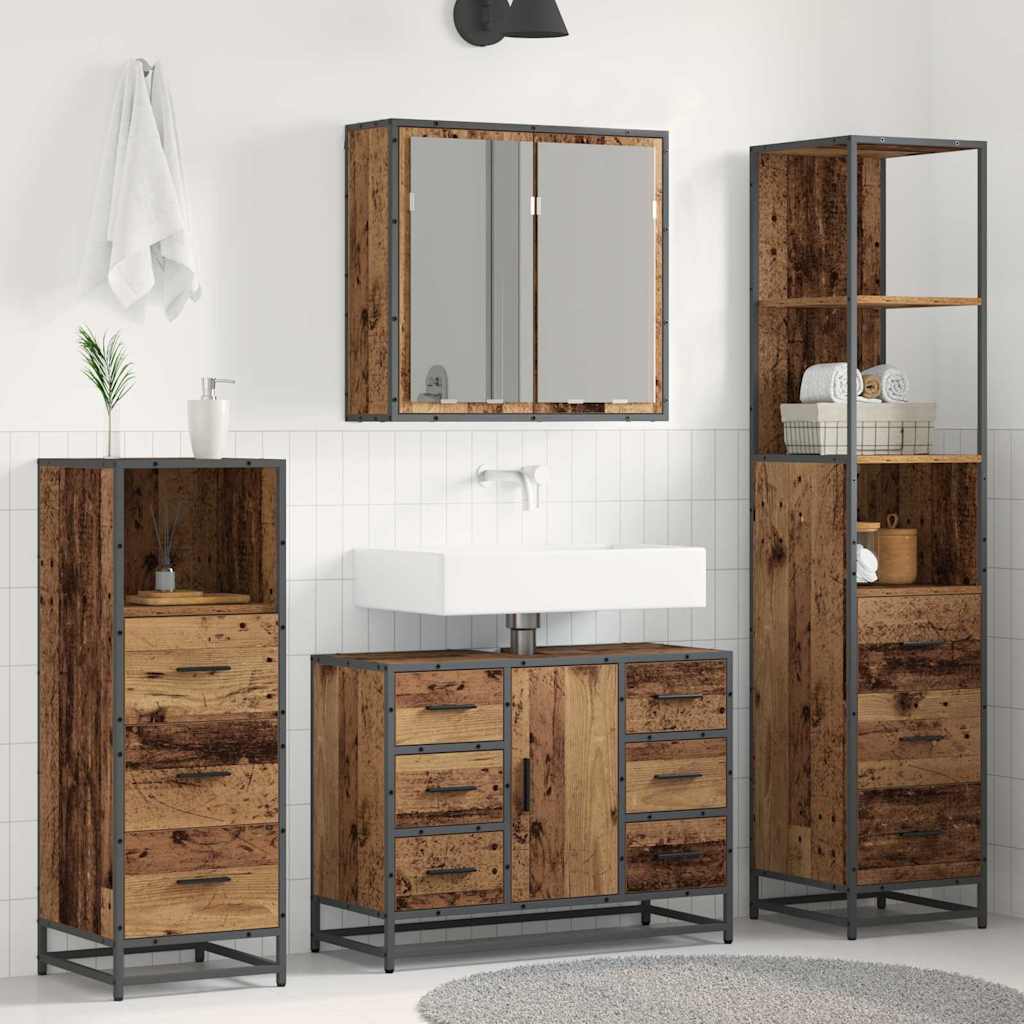 Ensemble de mobilier de salle de bain 4 pièces Bois Ancien