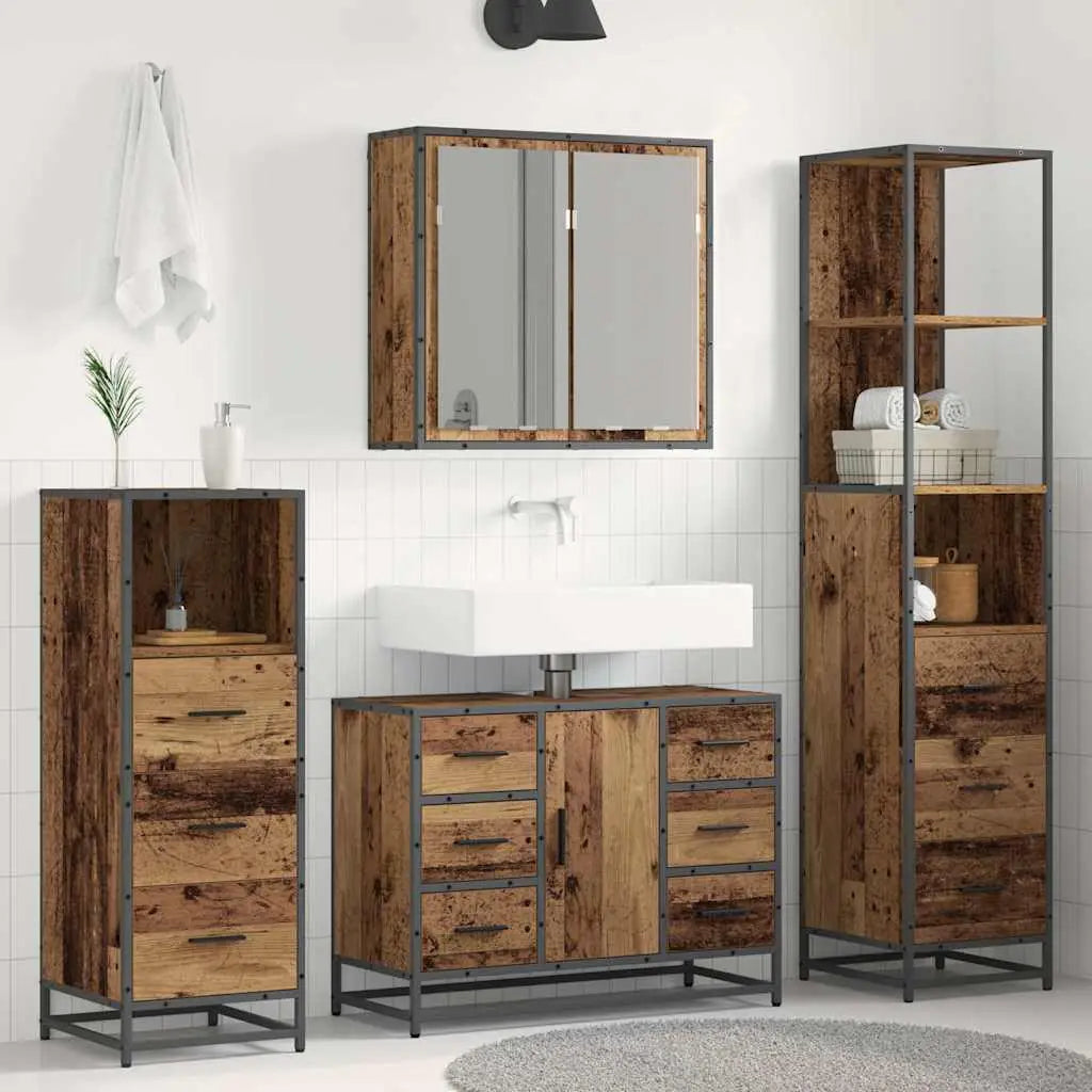 Ensemble de mobilier de salle de bain 4 pièces Bois Ancien - XIOS