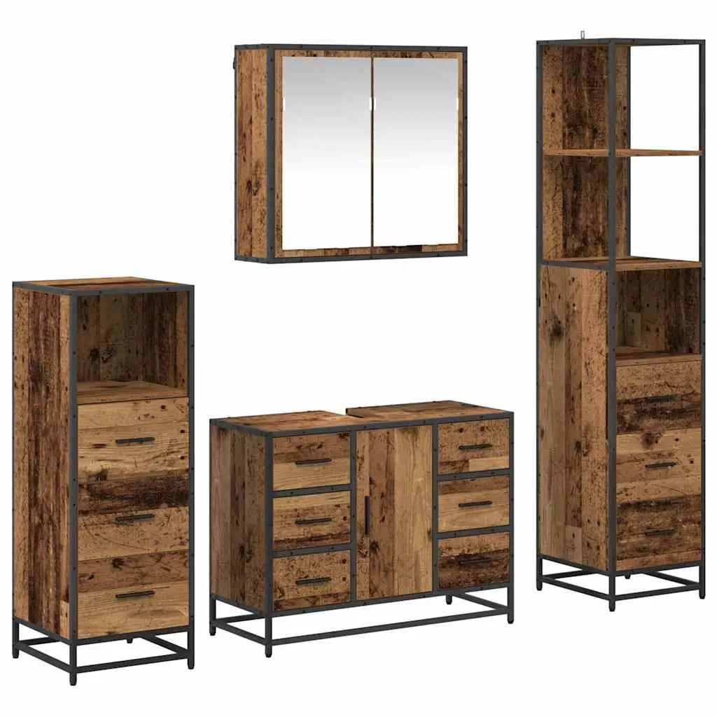 Ensemble de mobilier de salle de bain 4 pièces Bois Ancien - XIOS