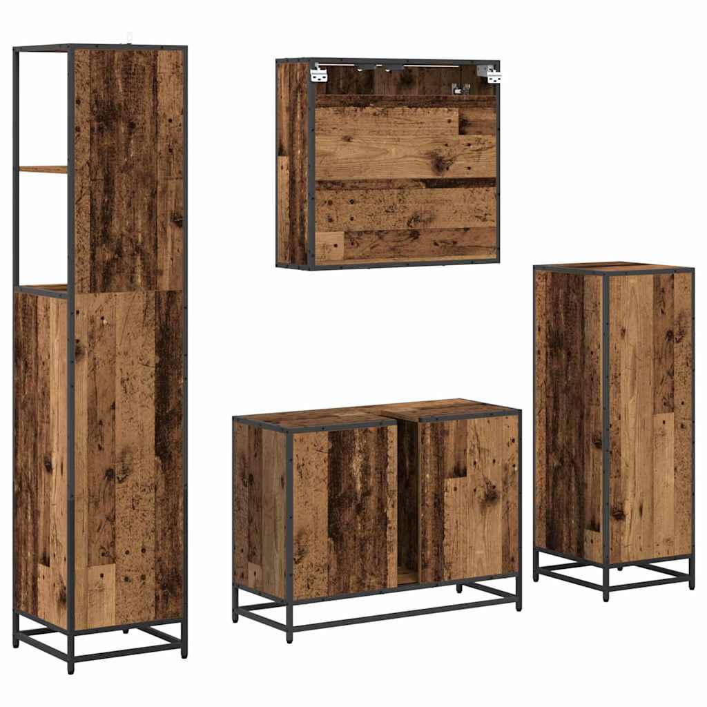Ensemble de mobilier de salle de bain 4 pièces Bois Ancien