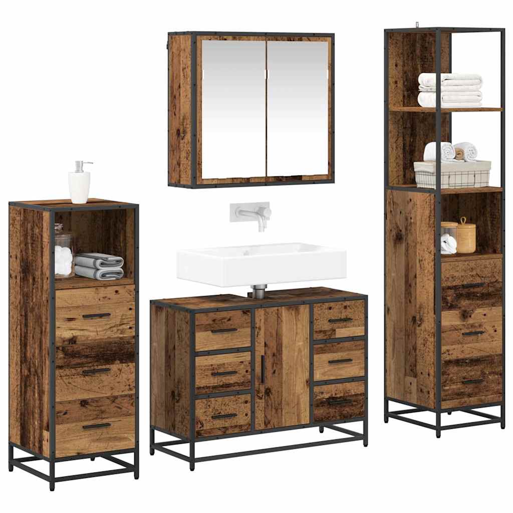 Ensemble de mobilier de salle de bain 4 pièces Bois Ancien