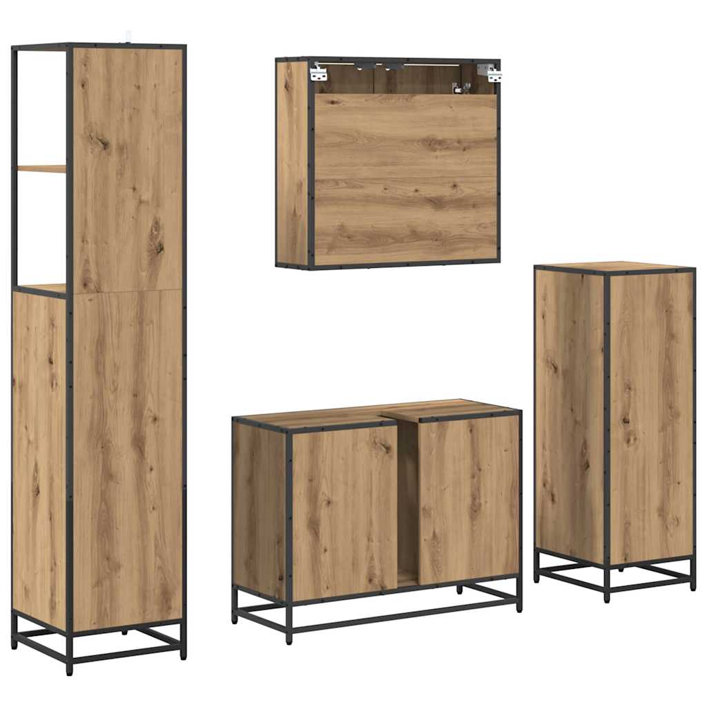 Ensemble de mobilier de salle de bain 4 pièces Chêne artisanal