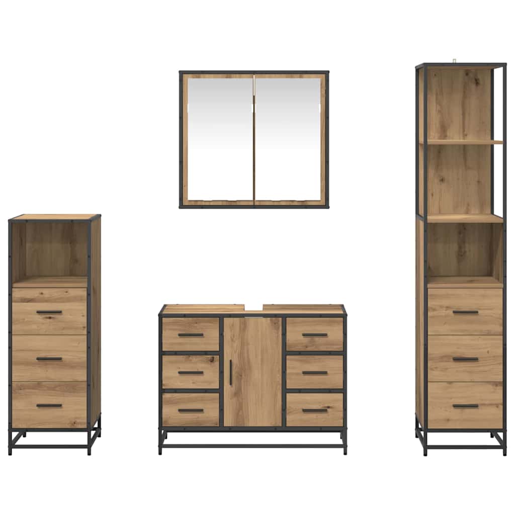 Ensemble de mobilier de salle de bain 4 pièces Chêne artisanal