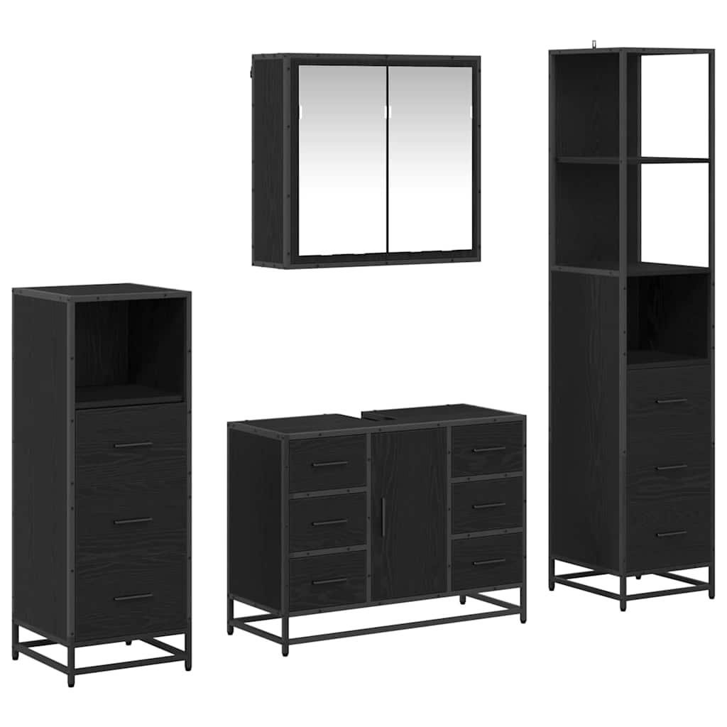Ensemble de mobilier de salle de bain 4 pièces Chêne noir
