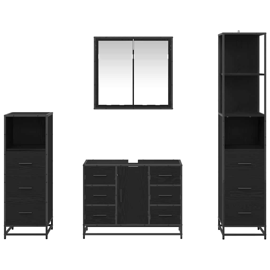 Ensemble de mobilier de salle de bain 4 pièces Chêne noir