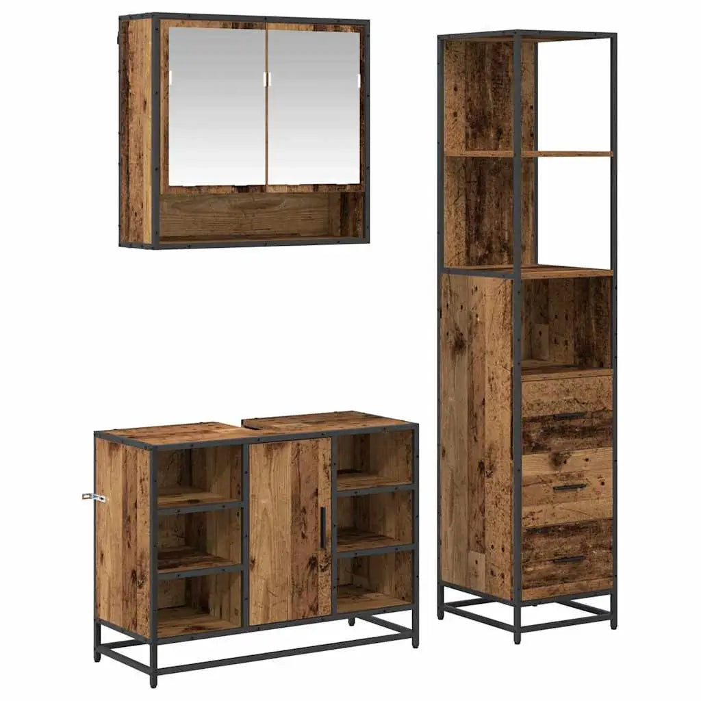Ensemble de mobilier de salle de bain 3 pièces Bois Ancien - XIOS