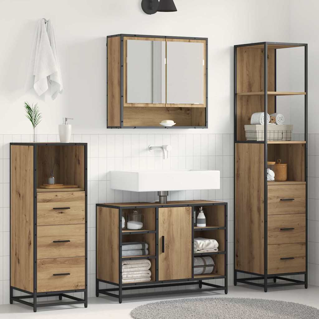 Ensemble de mobilier de salle de bain 3 pc Chêne artisanal