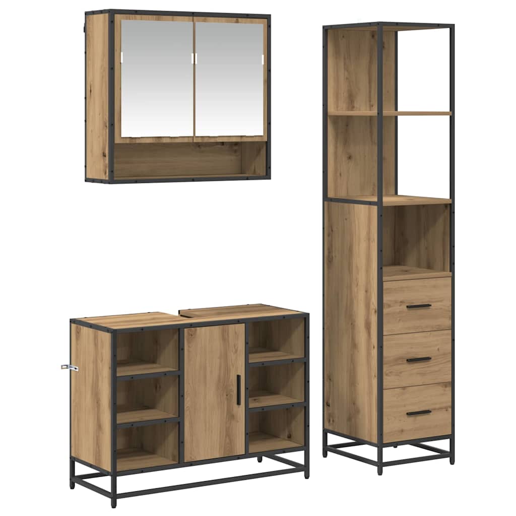 Ensemble de mobilier de salle de bain 3 pc Chêne artisanal