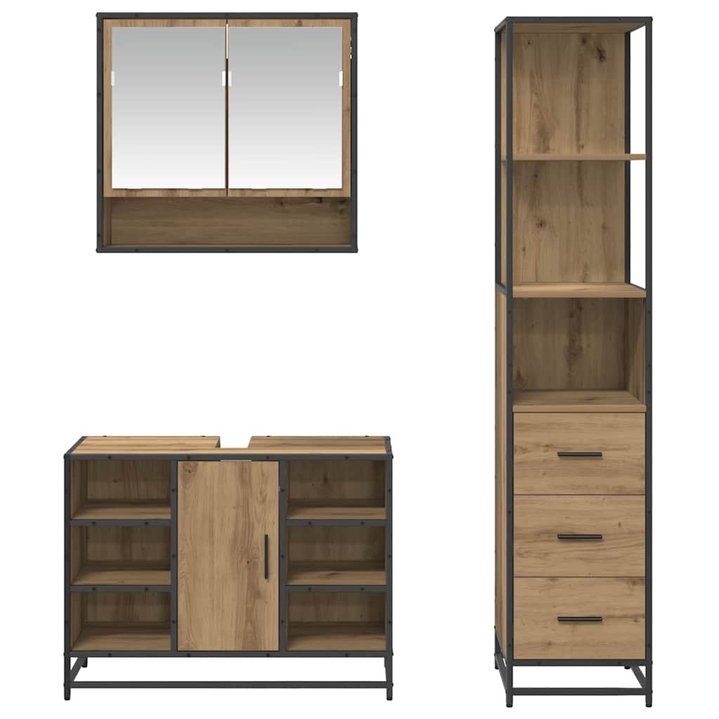 Ensemble de mobilier de salle de bain 3 pc Chêne artisanal