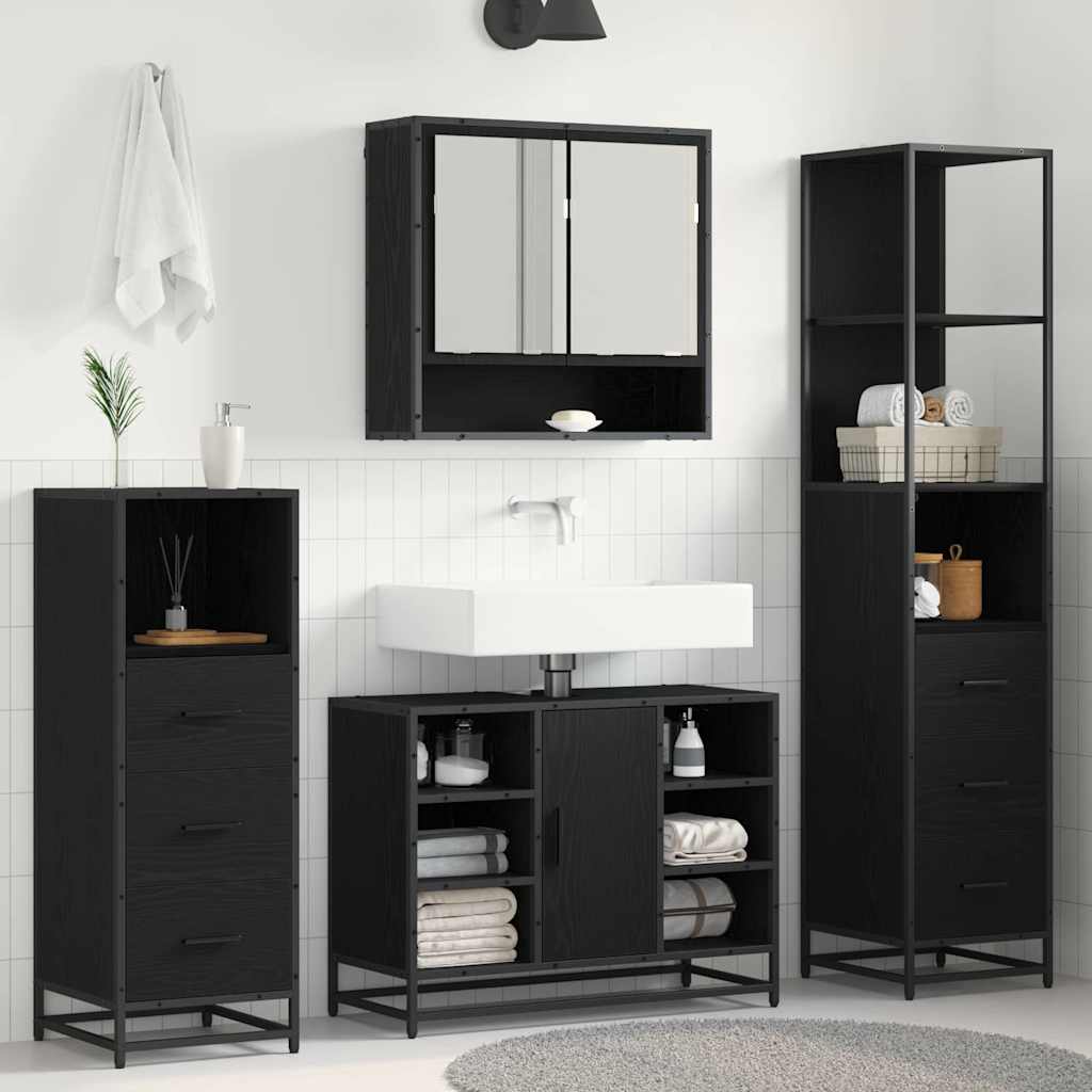Ensemble de mobilier de salle de bain 3 pièces Chêne noir