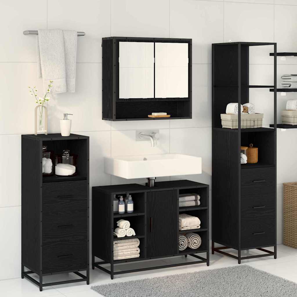 Ensemble de mobilier de salle de bain 3 pièces Chêne noir