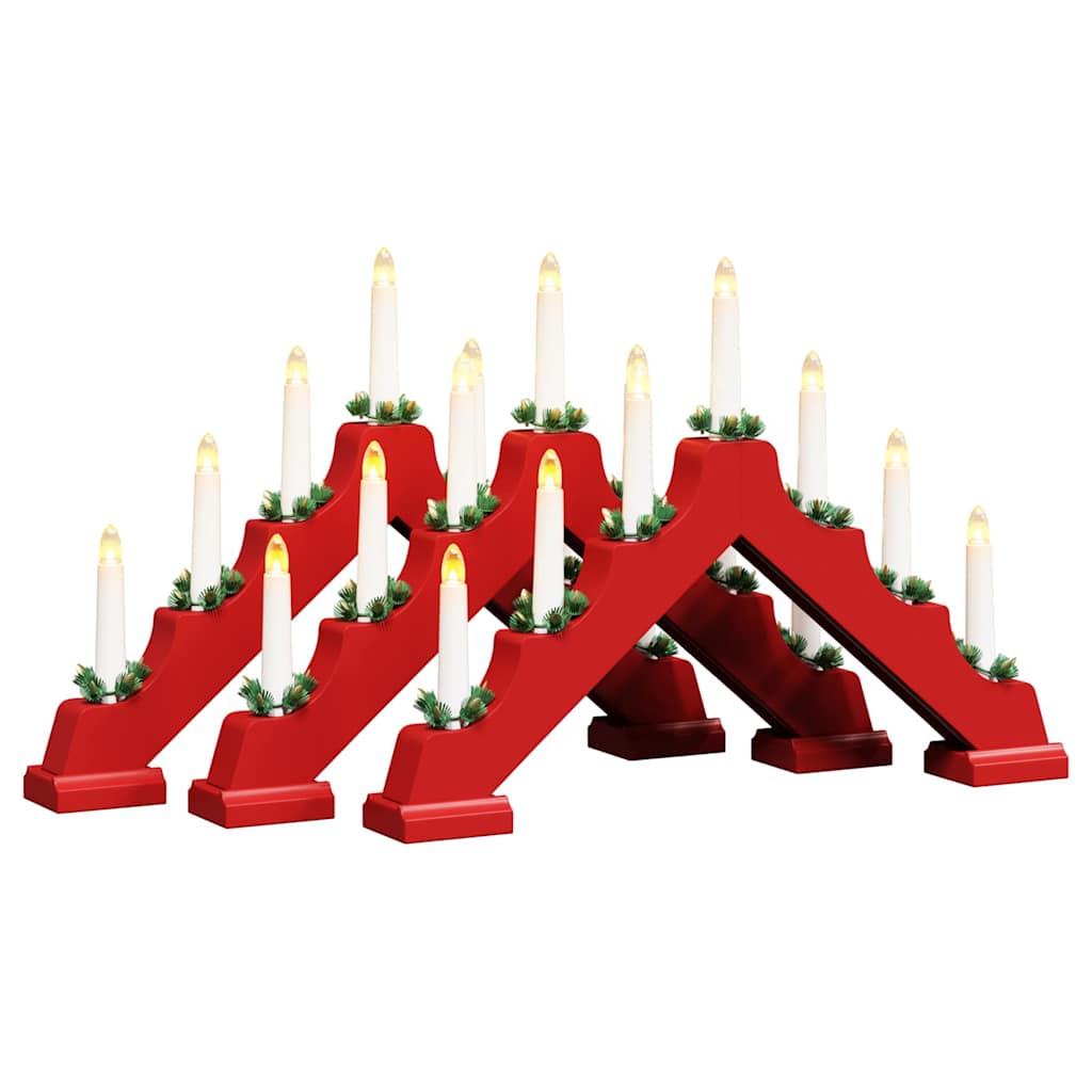 Pont de bougie de Noël 3 pcs Rouge 39.5 x 5 x 29 cm Pin massif - XIOS