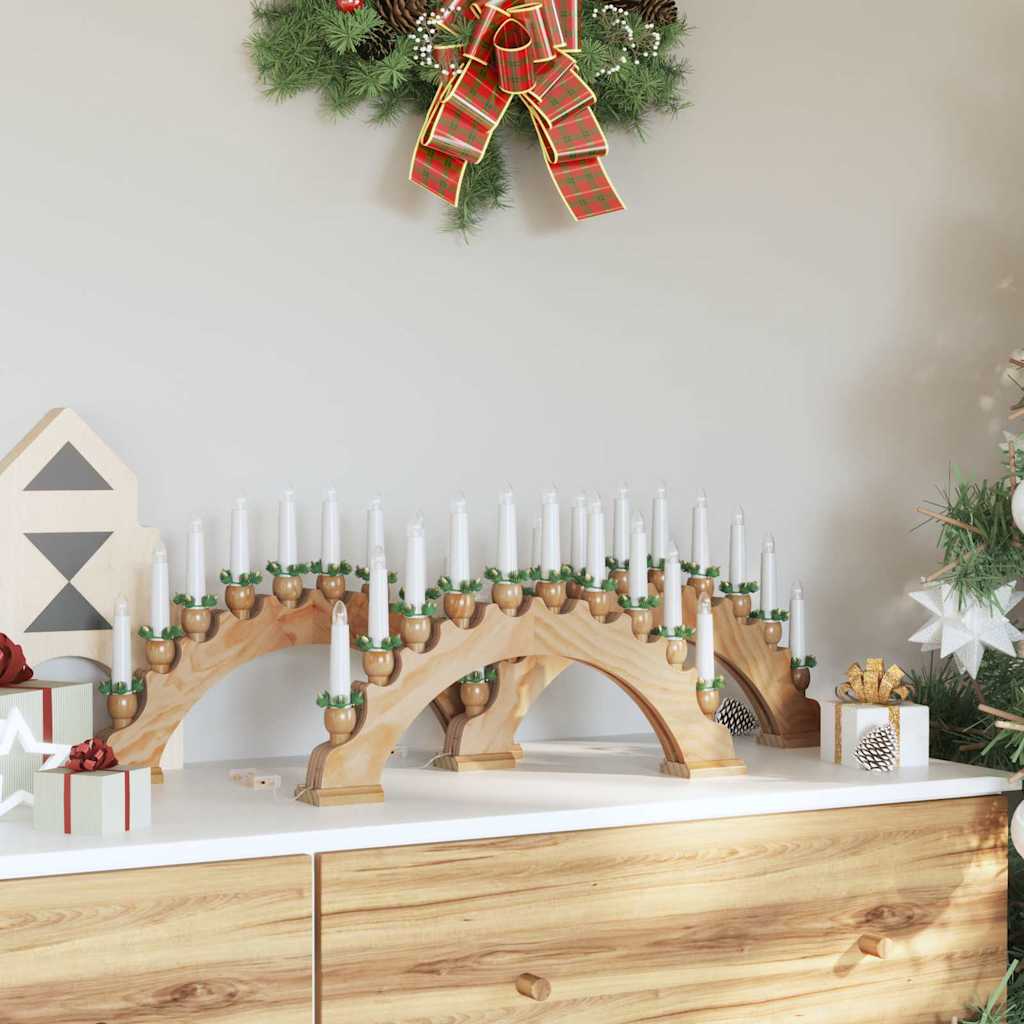Arche de Bougies de Noël avec 10 Bougies LED 3 pcs Marron - XIOS