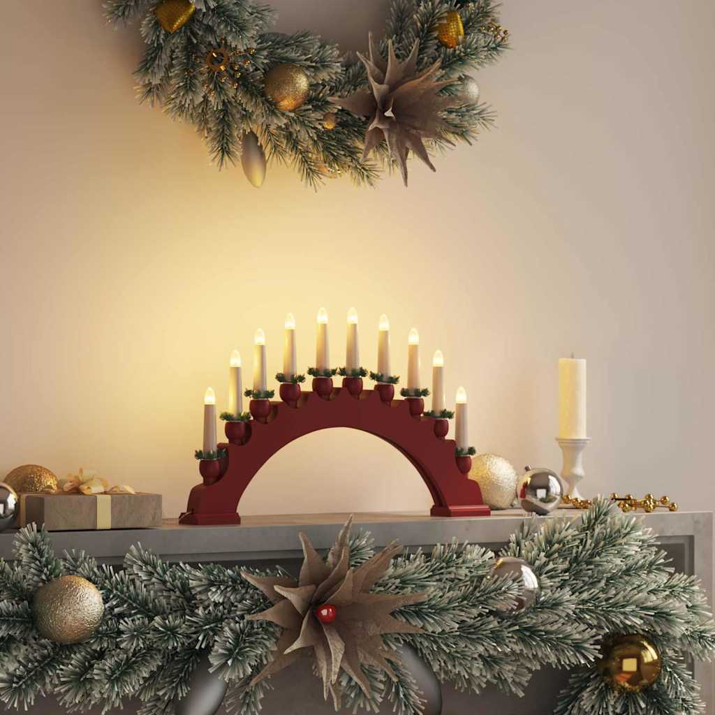 Arche de Bougies de Noël avec 10 Bougies LED Rouge - XIOS