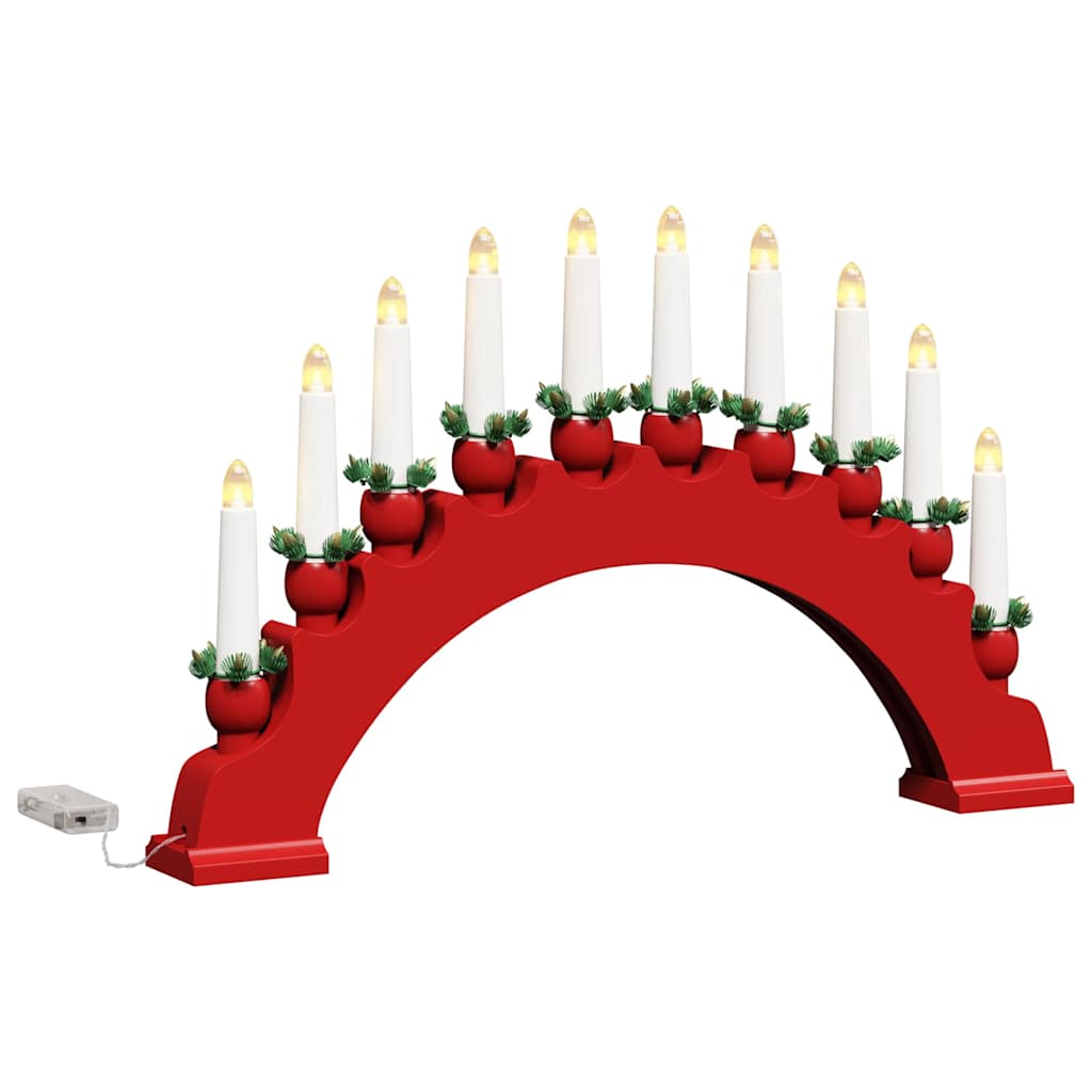 Arche de Bougies de Noël avec 10 Bougies LED Rouge - XIOS