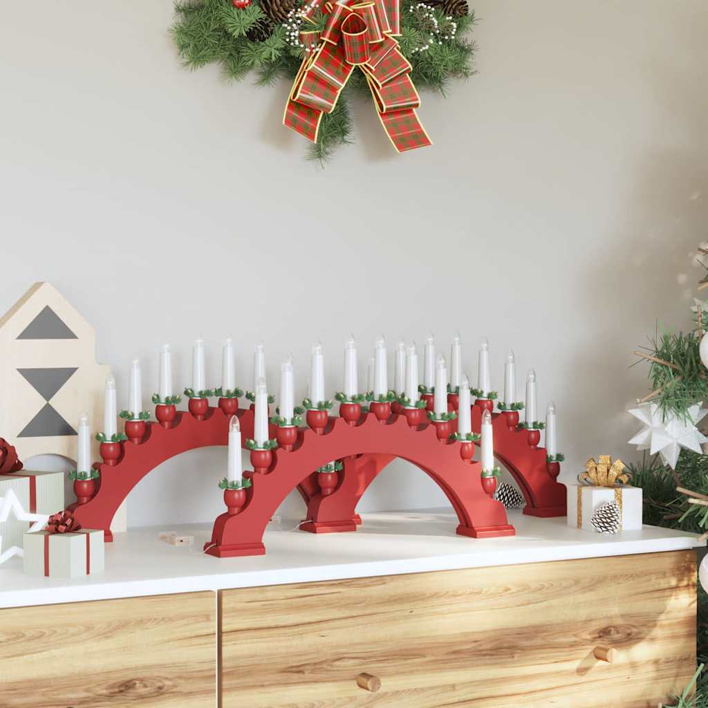 Arche de Bougies de Noël avec 10 Bougies LED 3 pcs Rouge - XIOS