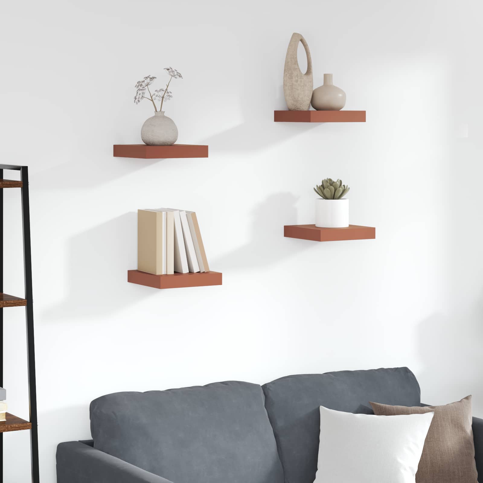 Étagère Murale 4 pcs Rouge 23 x 23,5 x 4 cm Bois d'ingénierie - XIOS