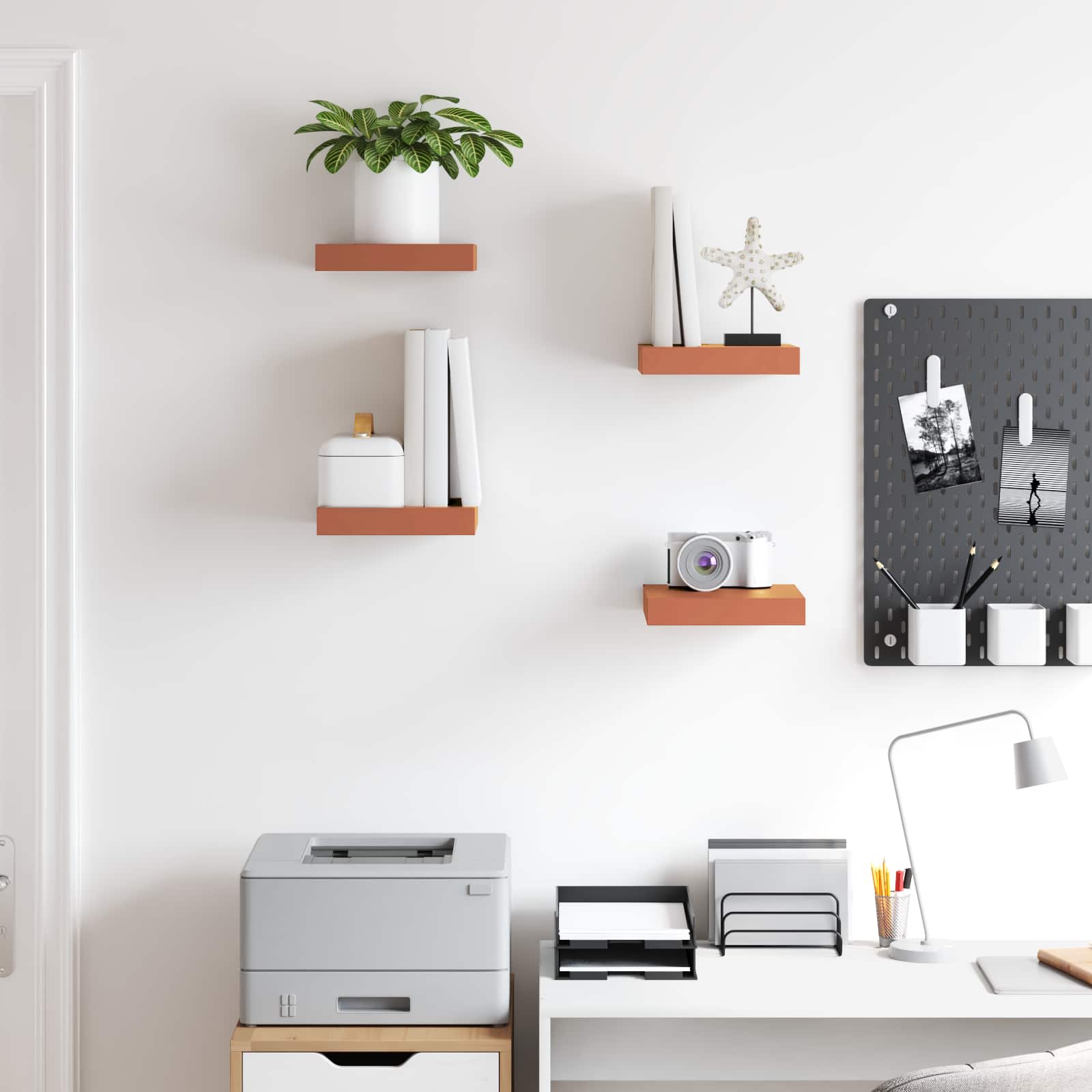 Étagère Murale 4 pcs Rouge 23 x 23,5 x 4 cm Bois d'ingénierie - XIOS