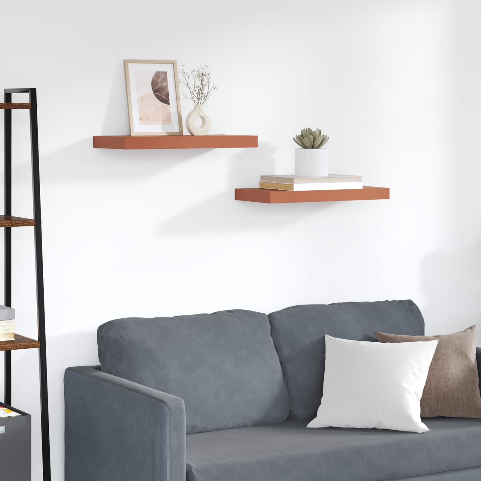 Étagère Murale 2 pcs Rouge 50 x 23 x 4 cm Bois d'ingénierie - XIOS