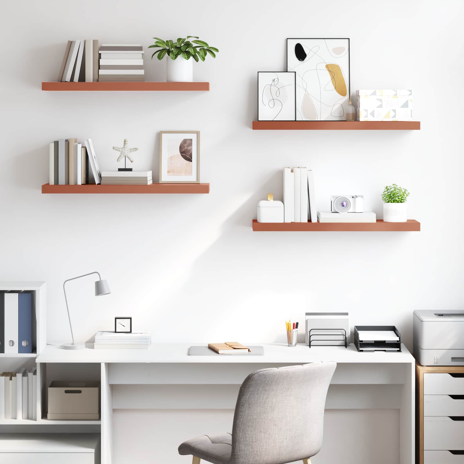 Étagère Murale 4 pcs Rouge 80 x 23,5 x 4 cm Bois d'ingénierie - XIOS