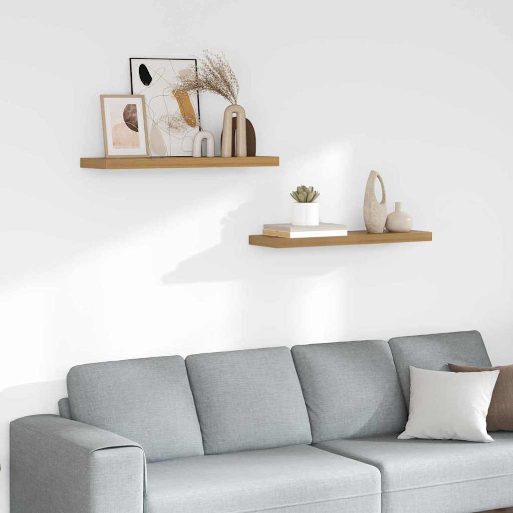 Étagère Murale 2 pcs Marron 80 x 23,5 x 4 cm Bois d'ingénierie - XIOS