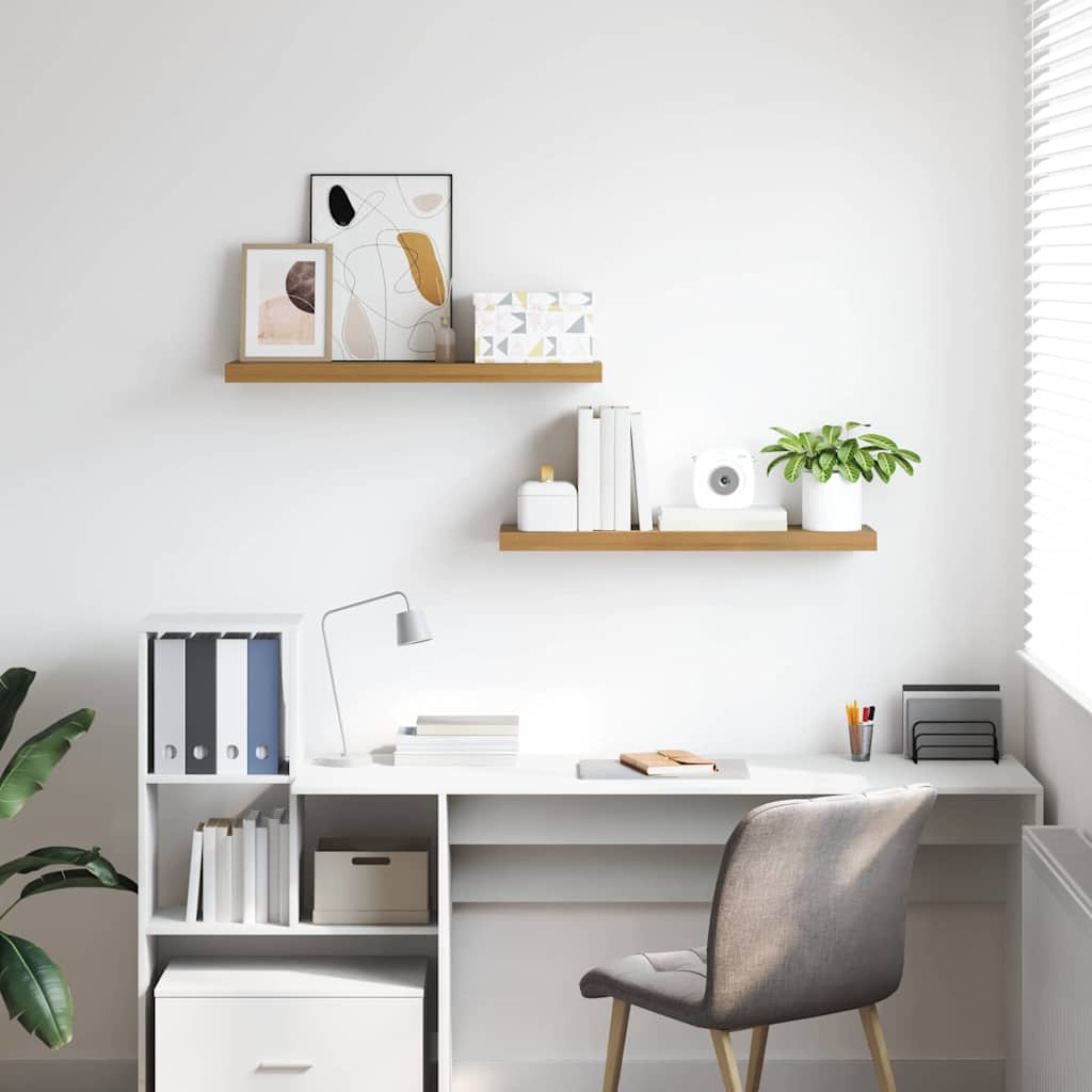 Étagère Murale 2 pcs Marron 80 x 23,5 x 4 cm Bois d'ingénierie - XIOS