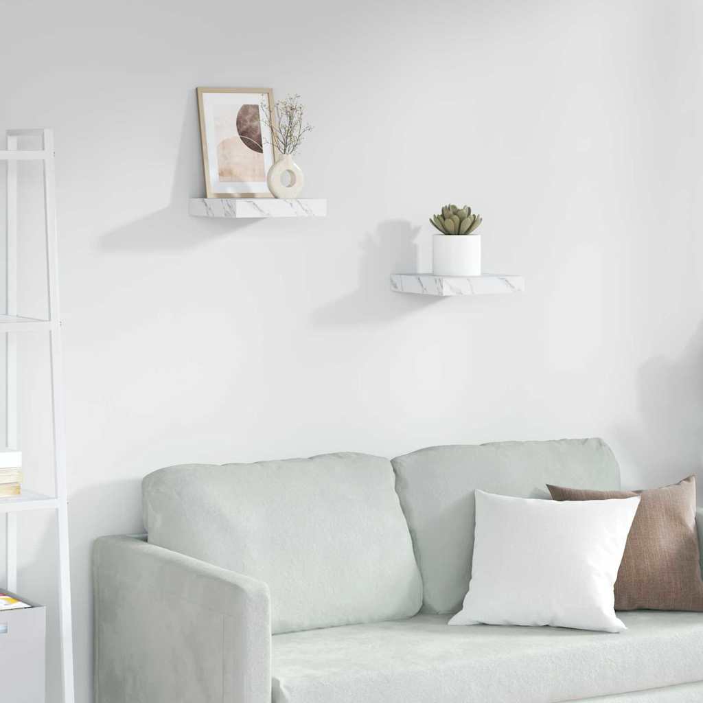 Étagère Murale 2 pcs Marbre blanc 23 x 23,5 x 4 cm - XIOS