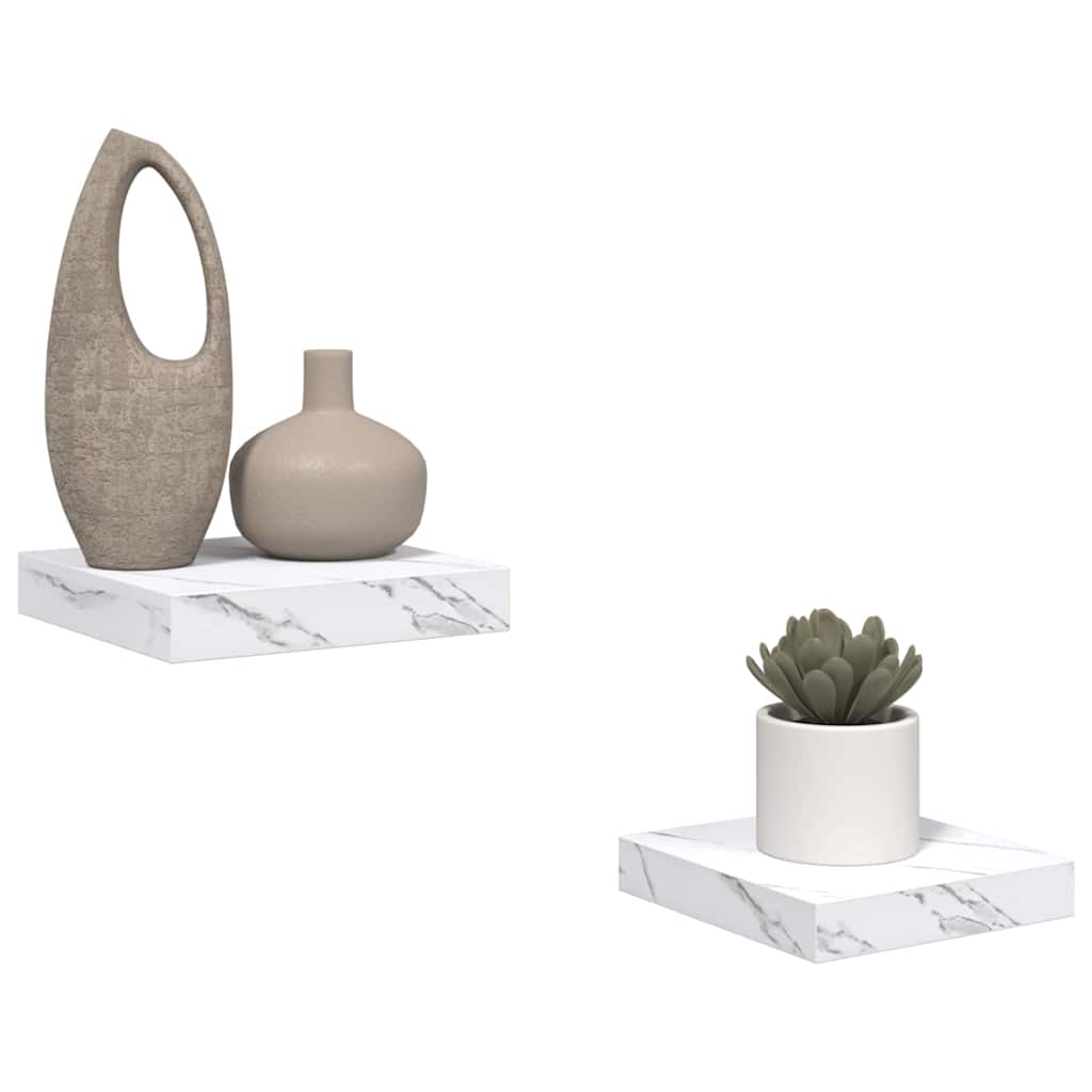 Étagère Murale 2 pcs Marbre blanc 23 x 23,5 x 4 cm - XIOS