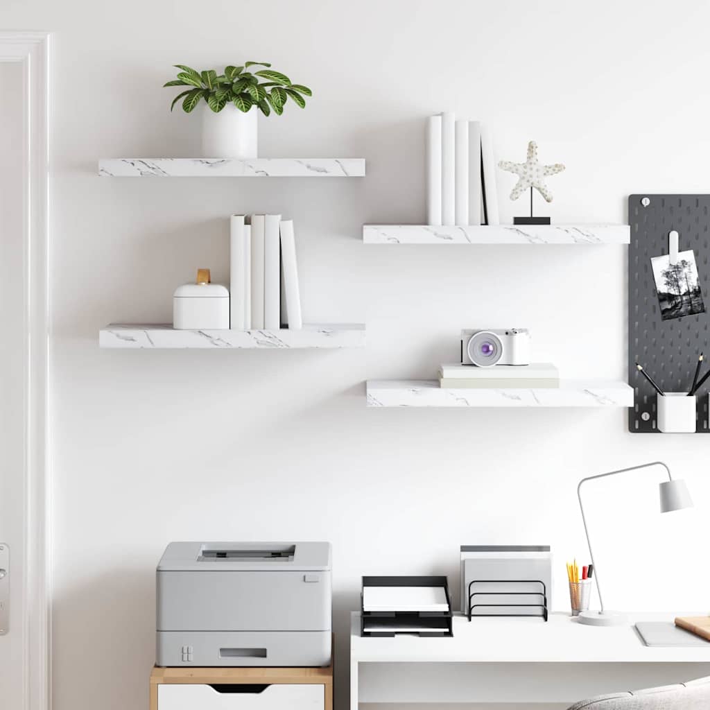 Étagère Murale Montage mural 4 pcs Marbre blanc 50 x 23 x 4 cm - XIOS