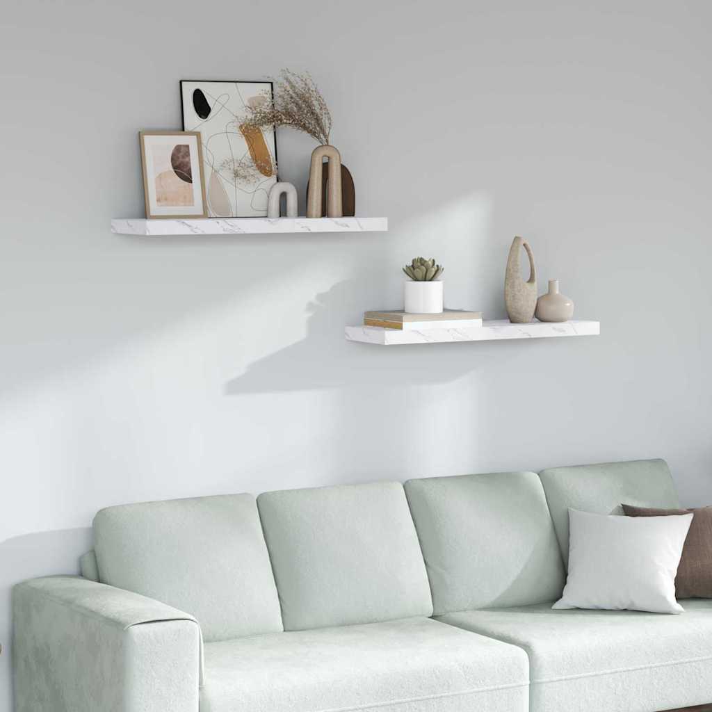 Étagère Murale 2 pcs Marbre blanc 90 x 23,5 x 4 cm - XIOS