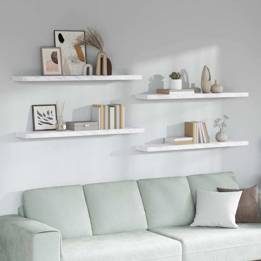 Étagère Murale 4 pcs Marbre blanc 120 x 23,5 x 4 cm - XIOS