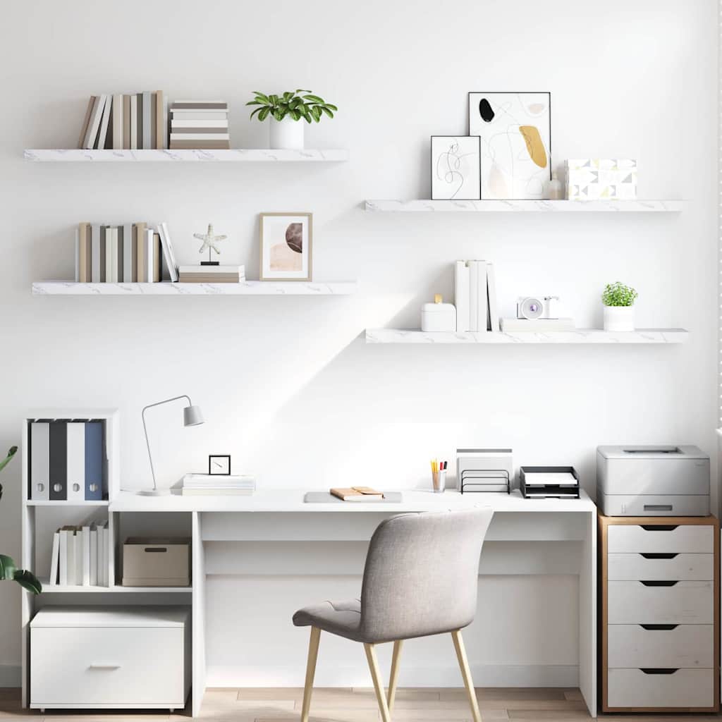 Étagère Murale 4 pcs Marbre blanc 120 x 23,5 x 4 cm - XIOS